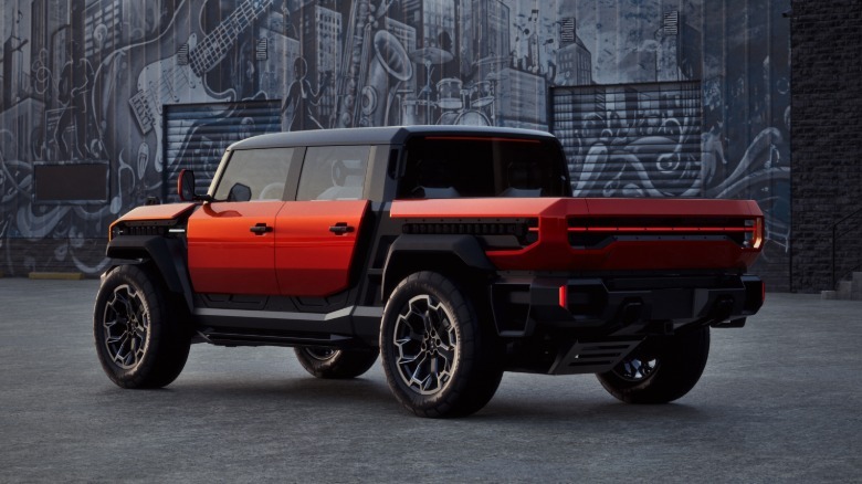 Pogled od zadaj 3/4 koncepta pickupa GMC Hummer X