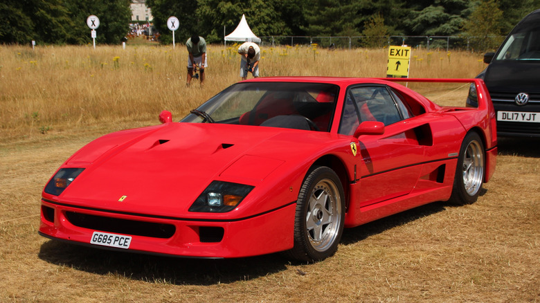 Rdeči ferrari F40 na travniku